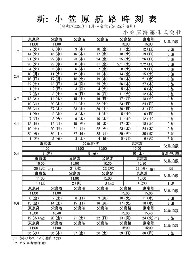 【HP掲載】A4航路時刻表2025.01～06のサムネイル